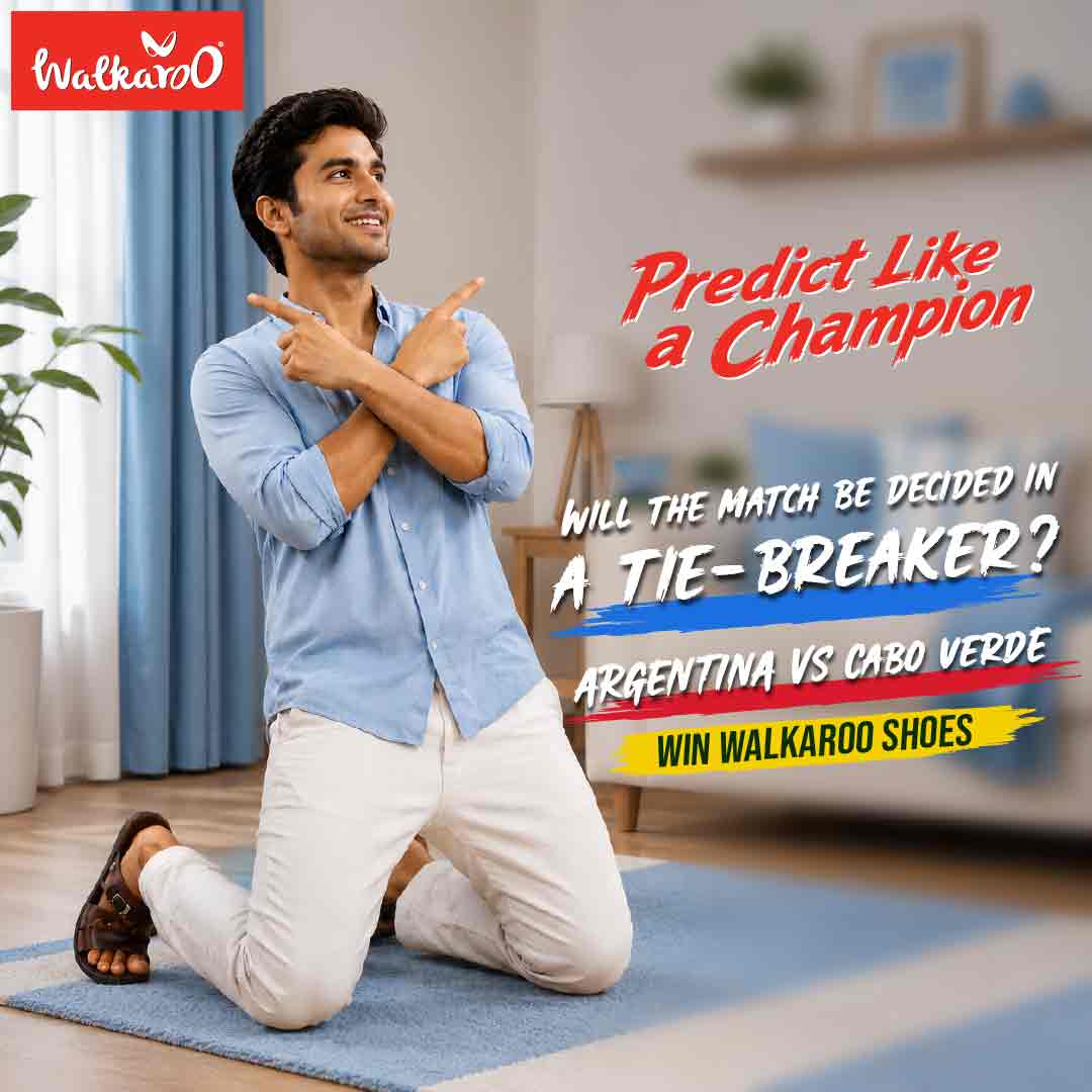 AI-generated social media campaign visual for Walkaroo Bangladesh Predict Like a Champion campaign, created for Facebook and Instagram during the FIFA World Cup season.