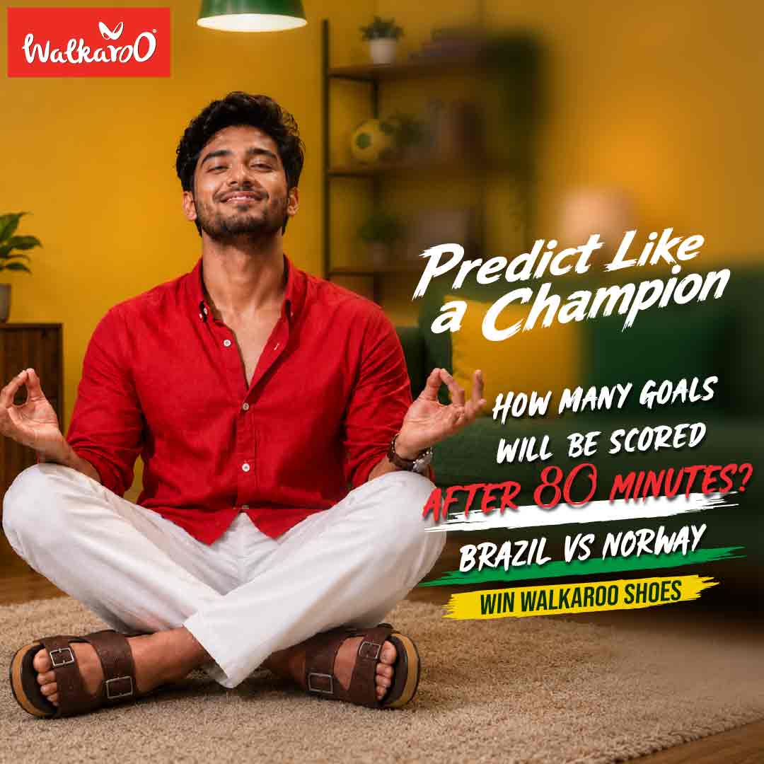 AI-generated social media campaign visual for Walkaroo Bangladesh Predict Like a Champion campaign, created for Facebook and Instagram during the FIFA World Cup season.