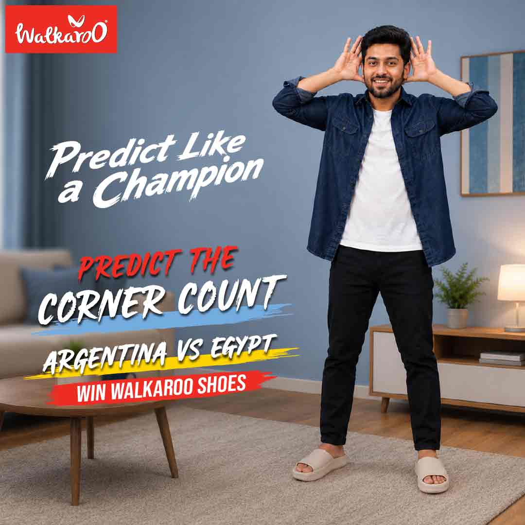 AI-generated social media campaign visual for Walkaroo Bangladesh Predict Like a Champion campaign, created for Facebook and Instagram during the FIFA World Cup season.