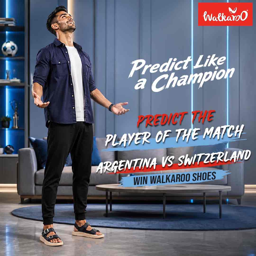 AI-generated social media campaign visual for Walkaroo Bangladesh Predict Like a Champion campaign, created for Facebook and Instagram during the FIFA World Cup season.