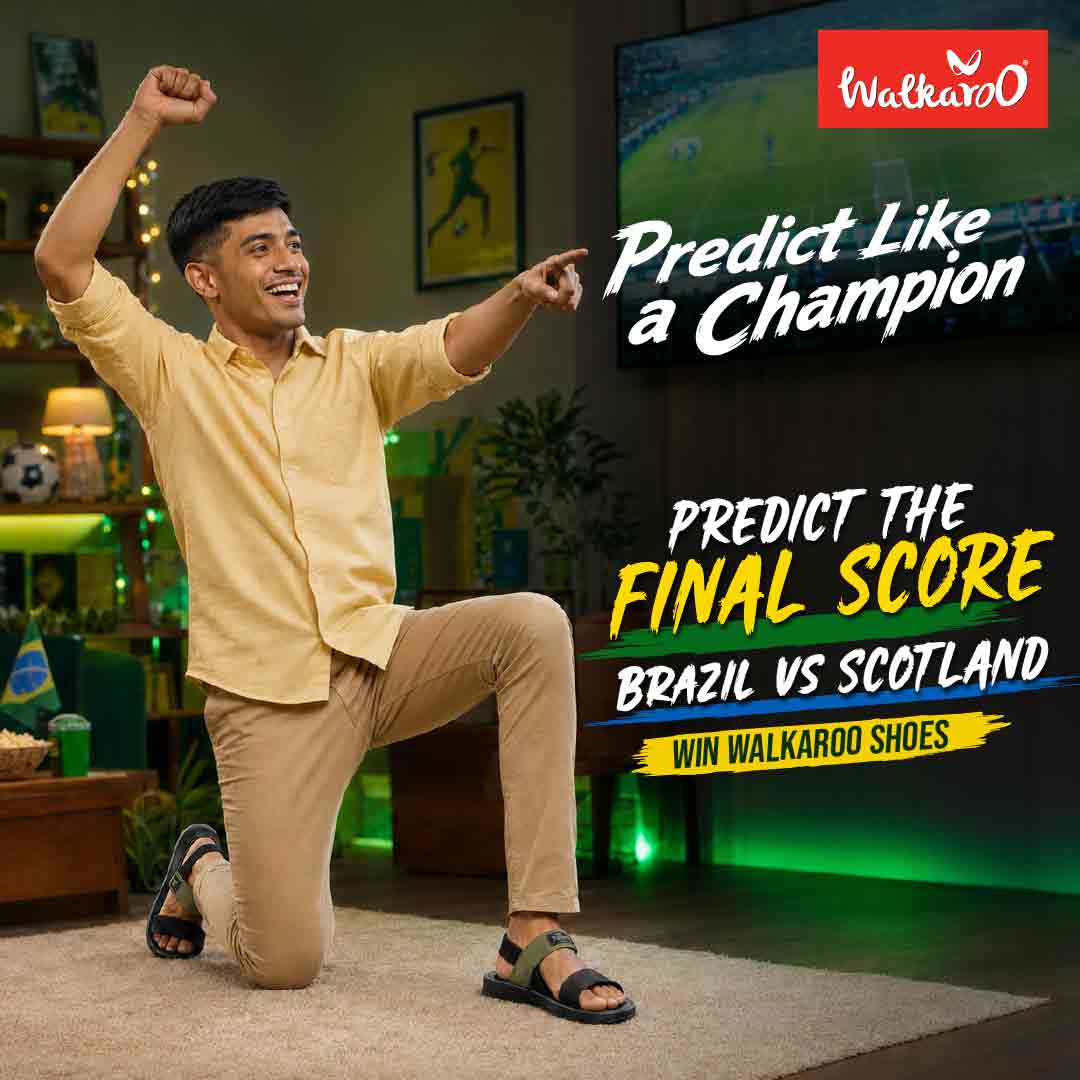 AI-generated social media campaign visual for Walkaroo Bangladesh Predict Like a Champion campaign, created for Facebook and Instagram during the FIFA World Cup season.