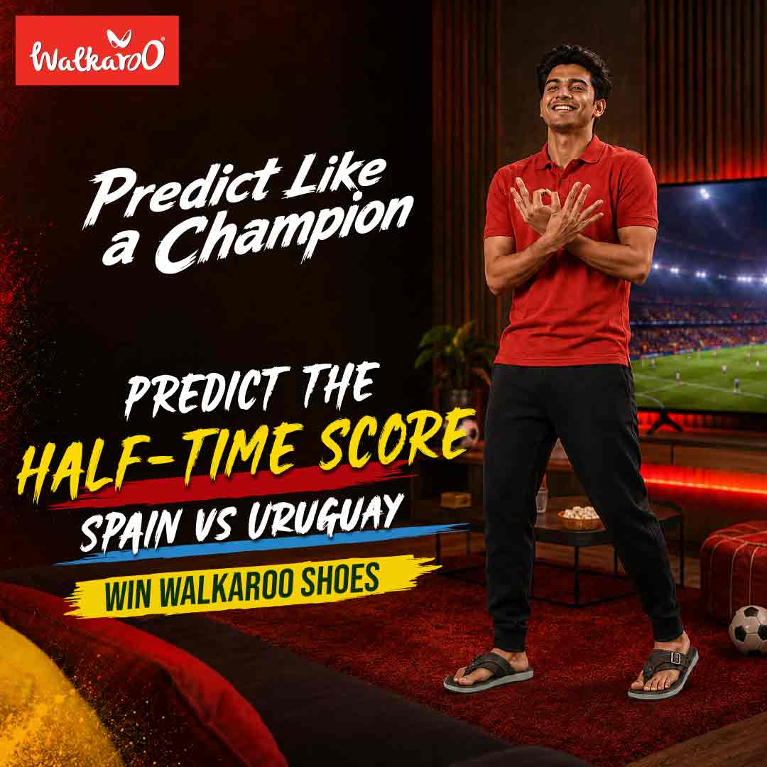AI-generated social media campaign visual for Walkaroo Bangladesh Predict Like a Champion campaign, created for Facebook and Instagram during the FIFA World Cup season.