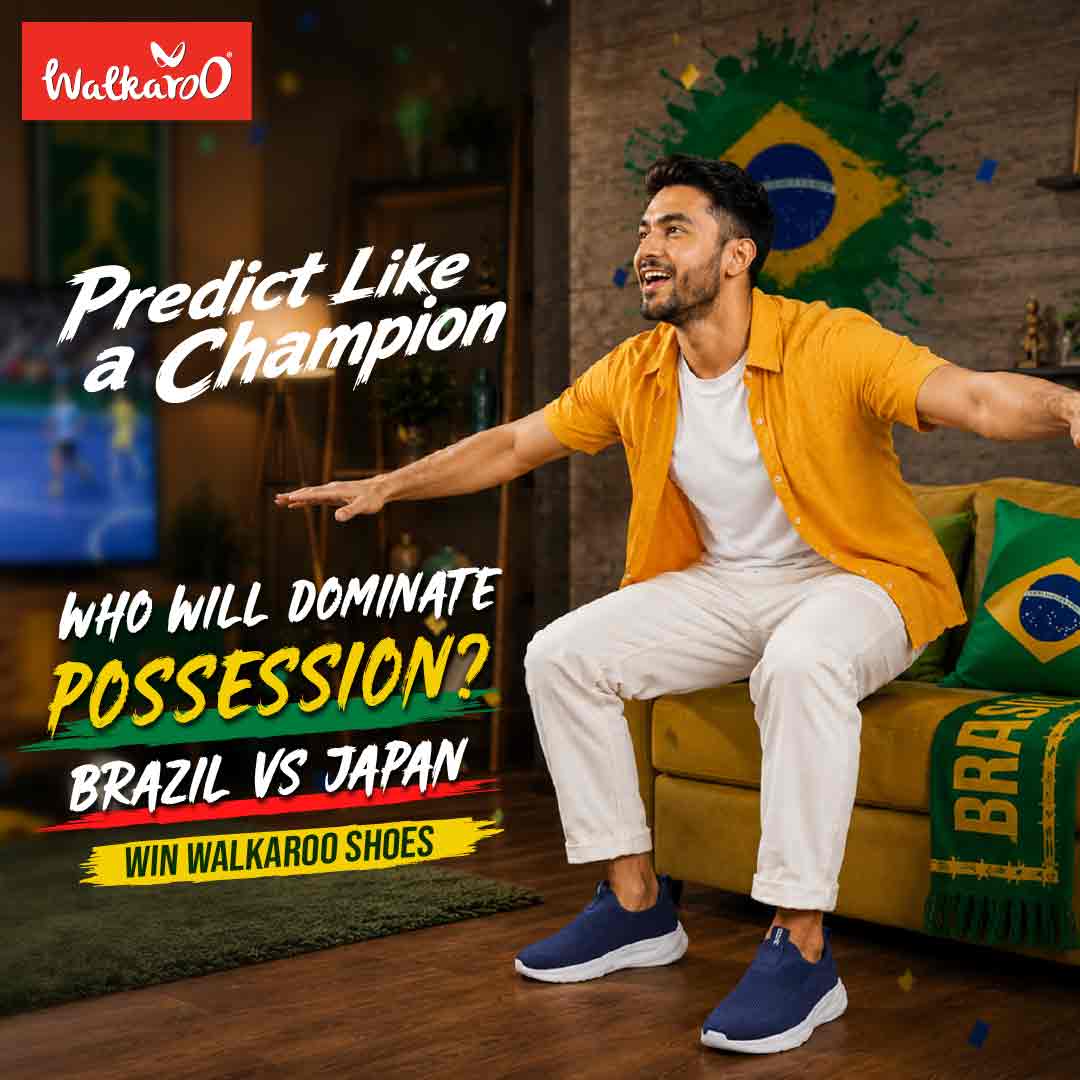 AI-generated social media campaign visual for Walkaroo Bangladesh Predict Like a Champion campaign, created for Facebook and Instagram during the FIFA World Cup season.